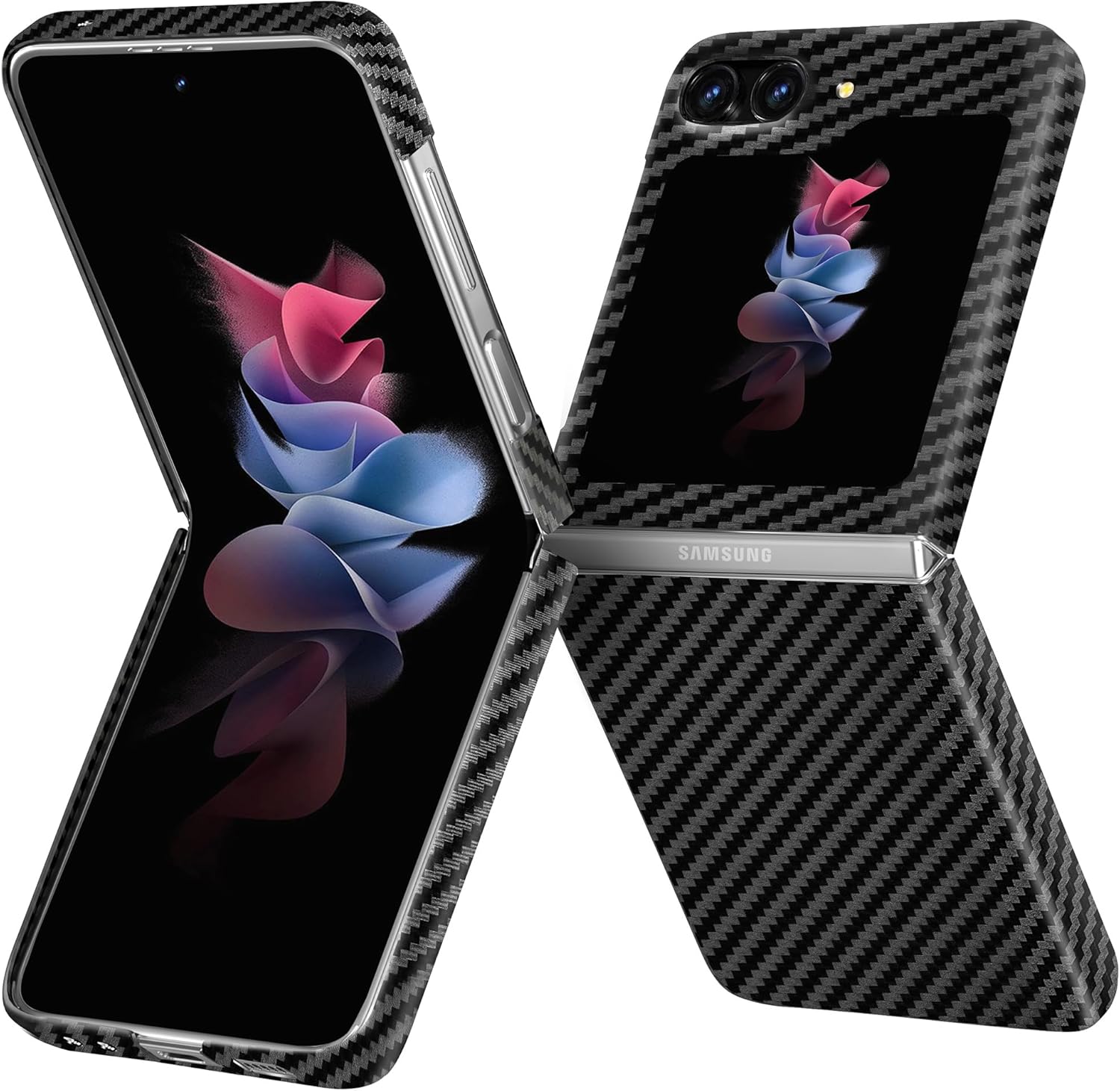 Piblue Samsung Z Flip 5 Carbon Case | Black Piblue Samsung Z Flip 5 Carbon Case | Black